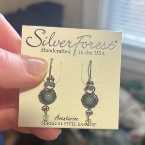 Silver Forest Dark Green and Light Green Earrings
